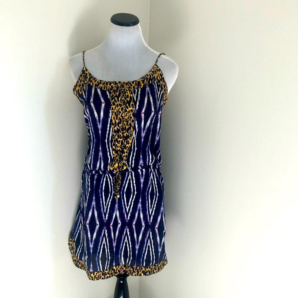 VIX Paula Hermanny Blue and Yellow Patterned swimsuit coverup: size large